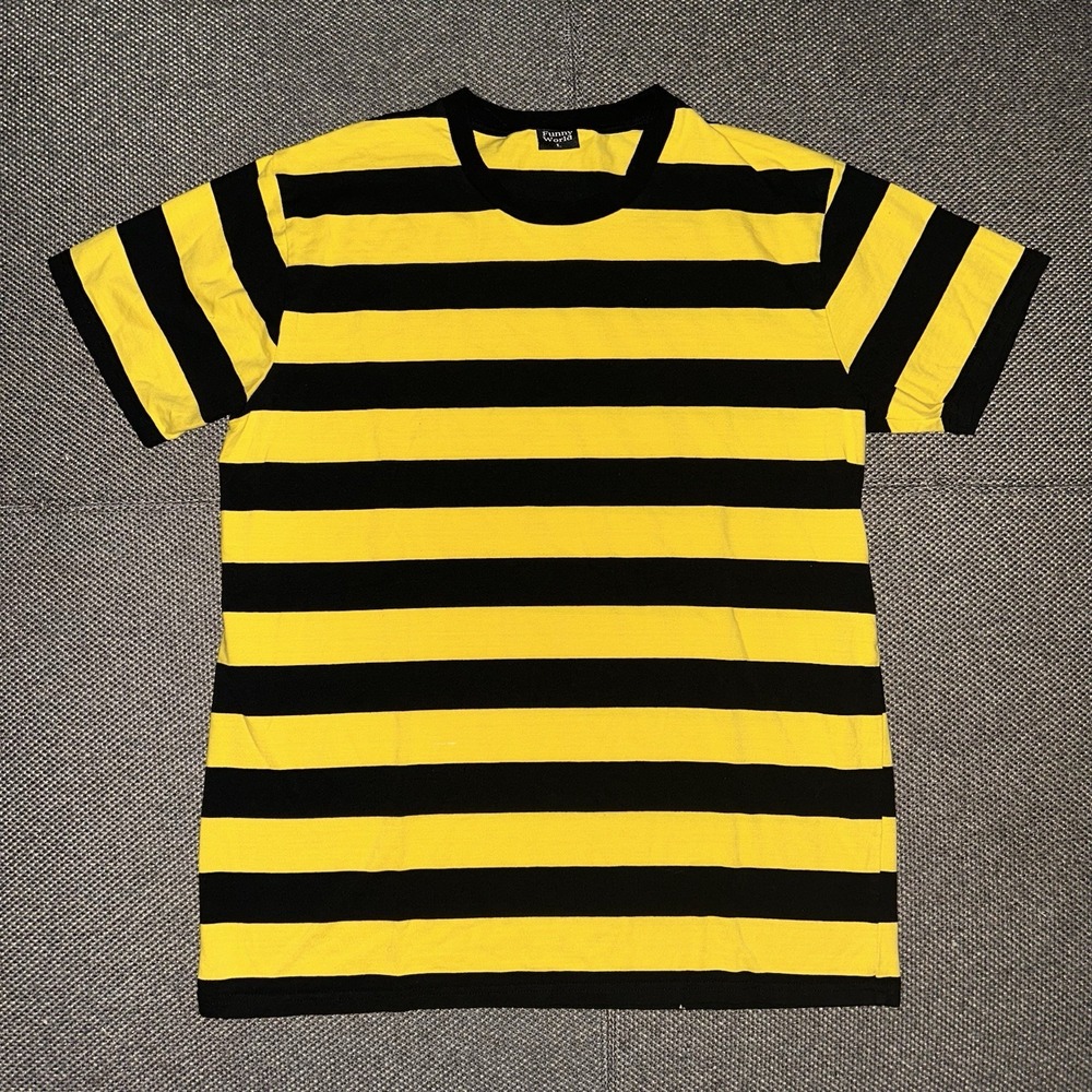 Vintage Y2K Bumblebee Black/Yellow Striped Short Sleeves Shirt Mens Large Preppy
